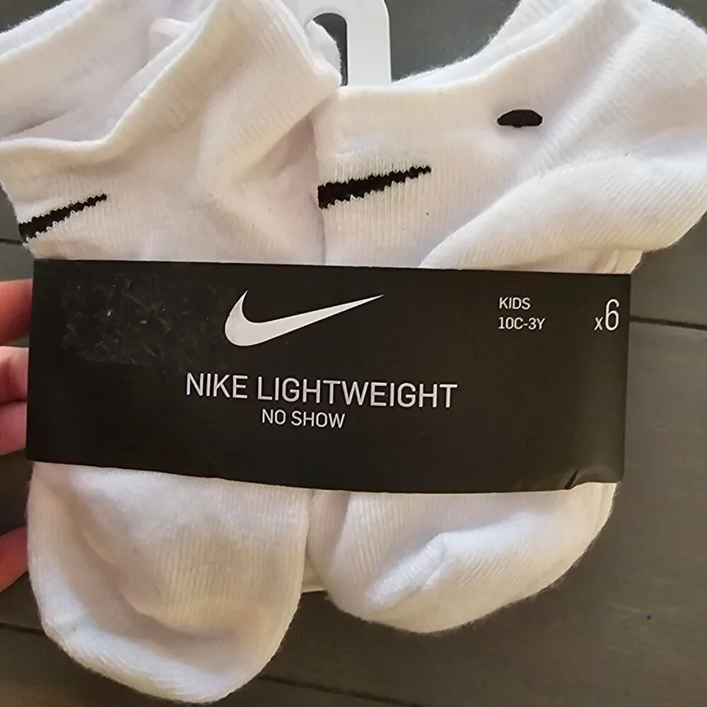 Nike Boys White Basic No Show Socks 6 Pack Sz 10-3 Y
